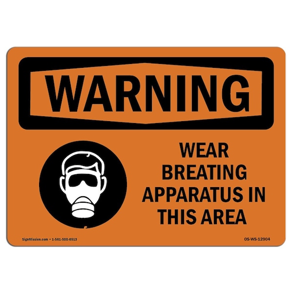 Signmission OSHA Sign, Wear Breathing Apparatus In This Area, 10in X 7in Rigid Plastic, 10" W, 7" H, Landscape OS-WS-P-710-L-12904 - main